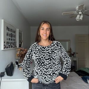 Black and White Leopard Print Sweater